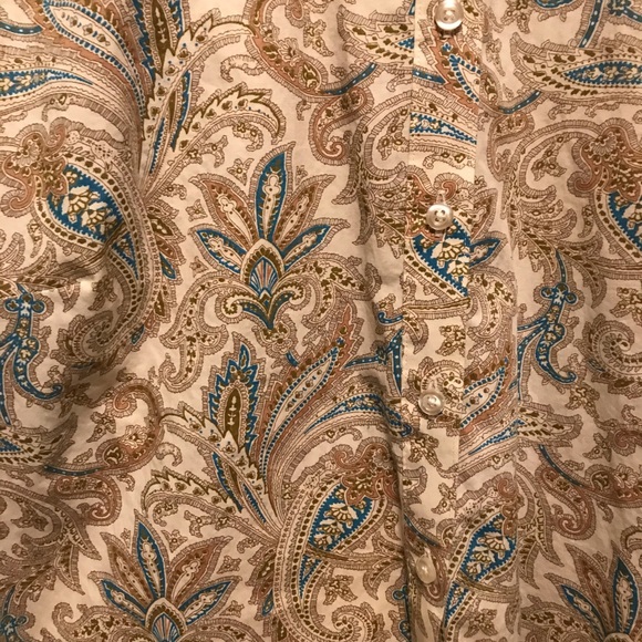 Lands End Gold paisley button up - Picture 2 of 4